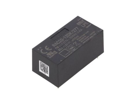 Przetwornica AC/DC, 20W, Uwyj: 12V DC, Uwyj 2: -12V DC, Iwyj: 0,833A, Iwyj 2: 833mA, PCB, RAC20-12DK/277