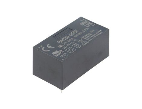 Przetwornica AC/DC, 20W, Uwyj: 5V DC, Iwyj: 4A, PCB, RAC20-05SK