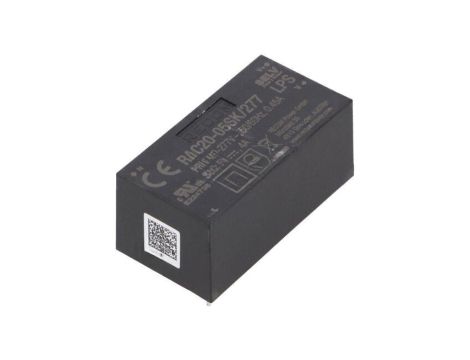 Przetwornica AC/DC, 20W, Uwyj: 5V DC, Iwyj: 4A, PCB, RAC20-05SK/277