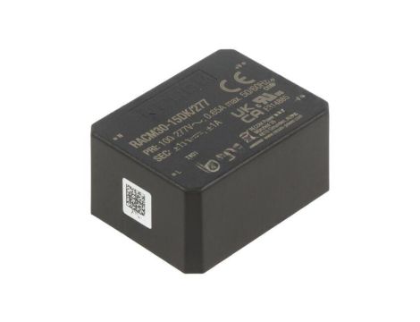 Przetwornica AC/DC, 30W, Uwyj: 15V DC, Uwyj 2: -15V DC, Iwyj: 1A, Iwyj 2: 1A, PCB, RACM30-15DK/277