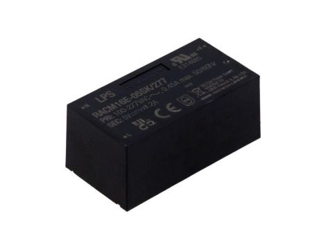 Przetwornica AC/DC, 16W, Uwyj: 5V DC, Iwyj: 3,2A, PCB, THT/ul, RACM16E-05SK/277