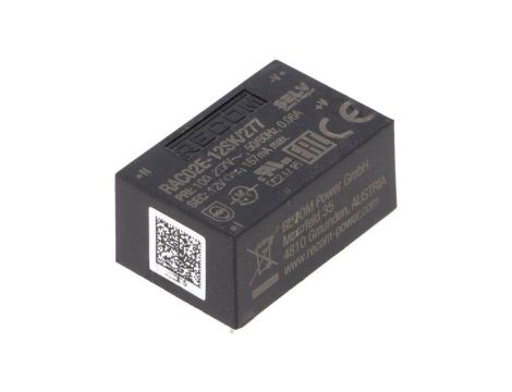 Przetwornica AC/DC, 2W, Uwyj: 12V DC, Iwyj: 0,167A, PCB, RAC02E-12SK/277