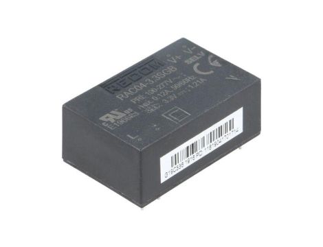 Przetwornica AC/DC, 4W, Uwyj: 3,3V DC, Iwyj: 1,21A, PCB, RAC04-3.3SGB