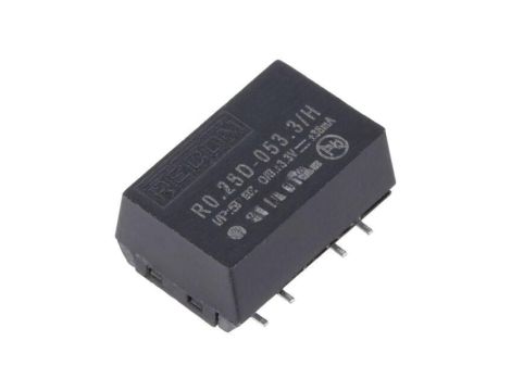 Przetwornica DC/DC, 0,25W, Uwyj: 3,3V DC, Uwyj 2: -3,3V DC, Iwyj: 38mA, Iwyj 2: 38mA, SMT, R0.25D-053.3/H
