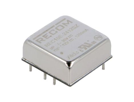 Przetwornica DC/DC, 15W, Uwyj: 12V DC, Iwyj: 1,25A, THT, REC15E-2412SZ
