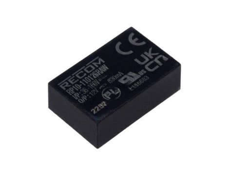 Przetwornica DC/DC, 10W, Uwyj: 12V DC, Iwyj: 0,83A, THT, RP10-11012SRAW