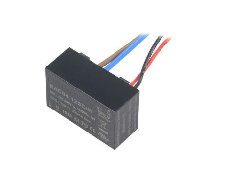 Przetwornica AC/DC, 4W, Uwyj: 12V DC, Iwyj: 0,333A, przewody, RAC04-12SC/W