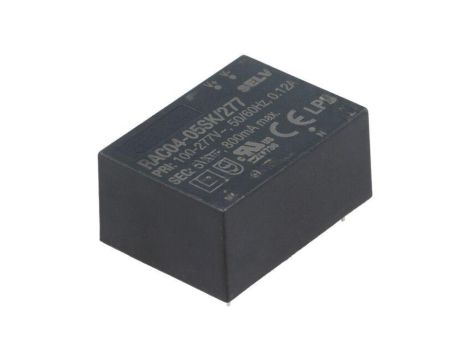 Przetwornica AC/DC, 4W, Uwyj: 5V DC, Iwyj: 0,8A, PCB, RAC04-05SK/277