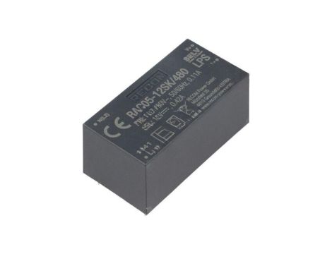 Przetwornica AC/DC, 5W, Uwyj: 12V DC, Iwyj: 0,42A, PCB, RAC05-12SK/480