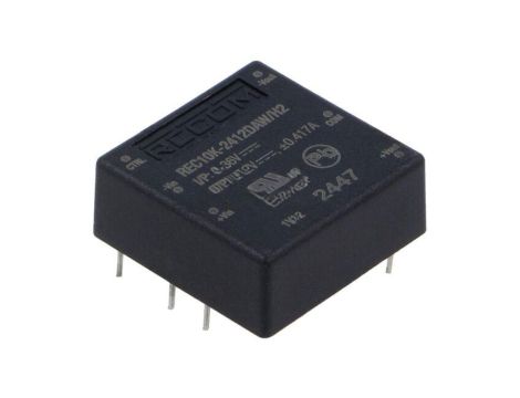 Przetwornica DC/DC, 10W, Uwyj: 12V DC, Uwyj 2: -12V DC, Iwyj: 0,417A, Iwyj 2: 417mA, THT, REC10K-2412DAW/H2