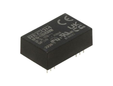 Przetwornica DC/DC, 10W, Uwyj: 24V DC, Iwyj: 0,416A, THT, RP10-11024SRAW