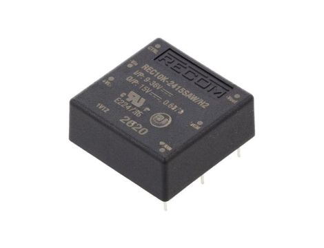 Przetwornica DC/DC, 10W, Uwyj: 15V DC, Iwyj: 0,667A, THT, REC10K-2415SAW/H2
