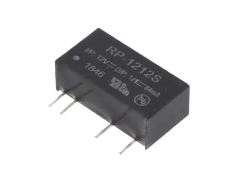 Przetwornica DC/DC, 1W, Uwyj: 12V DC, Uwyj 2: -12V DC, Iwyj: 84mA, THT, RP-1212S
