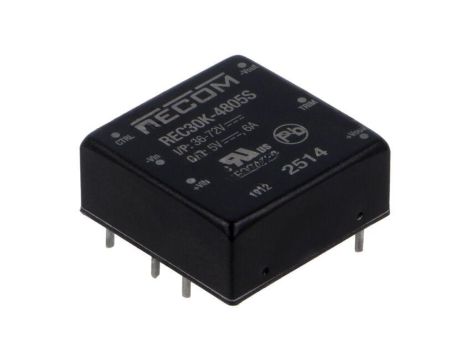 Przetwornica DC/DC, 30W, Uwej: 36...75VDC, Uwyj: 5VDC, THT, REC30K-4805S