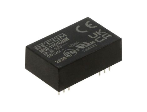 Przetwornica DC/DC, 3W, Uwej: 36...160VDC, Uwyj: 24VDC, 0,125A, THT, RP03-11024SRAW