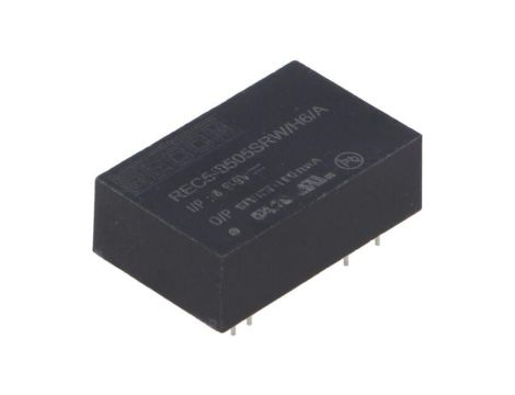 Przetwornica DC/DC, 5W, Uwej: 4,5...9VDC, Uwyj: 5VDC, 1A, THT, REC5-0505SRW/H6/A