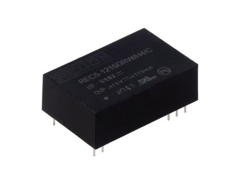 Przetwornica DC/DC, 5W, Uwej: 9...18VDC, Uwyj: 15VDC, Uwyj 2: -15VDC, 170mA, THT, REC5-1215DRW/H4/C