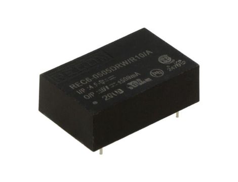 Przetwornica DC/DC, 6W, Uwej: 4,5...9VDC, Uwyj: 5VDC, Uwyj 2: -5VDC, 0,5A, THT, REC6-0505DRW/R10/A