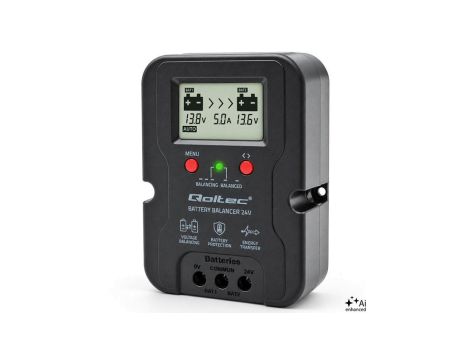 Qoltec Balanser napięcia 24V do akumulatorów 2 x 12V 5A AGM GEL LiFePO4 LCD