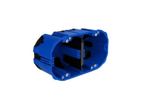 Puszka do pustych ścian PRIMEBOX, podwójna, głęboka 60mm, fi74, łączeniowa, z wkrętami, wiatroszczelna, niebieska /A.0102KA/