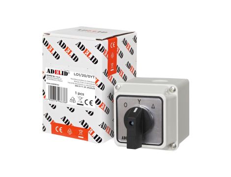 ŁĄCZNIK KRZYWKOWY 0-Y-T 20A 3P GWIAZDA TRÓJKĄT W OBUDOWIE 110x110 3F IP65 LO2/20/0YT