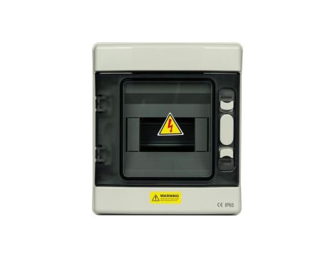 Rozdzielnica natynkowa hermetyczna 1x6 modułów IP65 (400V AC/1500V DC) plastikowa ABS LSOH drzwi transparentne dymione NEKU
