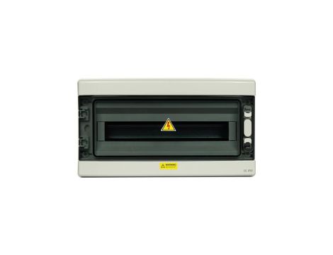 Rozdzielnica natynkowa hermetyczna 1x18 modułów IP65 (400V AC/1500V DC) plastikowa ABS LSOH drzwi transparentne dymione NEKU