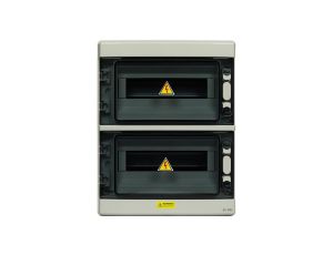 Rozdzielnica natynkowa hermetyczna 2x12 modułów IP65 (400V AC/1500V DC) plastikowa ABS LSOH drzwi transparentne dymione NEKU