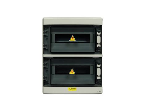 Rozdzielnica natynkowa hermetyczna 2x12 modułów IP65 (400V AC/1500V DC) plastikowa ABS LSOH drzwi transparentne dymione NEKU