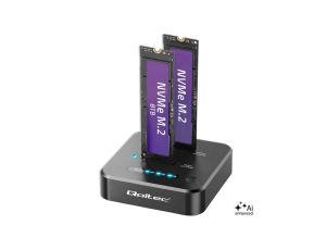 Qoltec Stacja dokująca dysków SSD M.2 NVMe PCIe DUAL 2 x 8TB USB-C 3.2 10Gb/s klonowanie offline