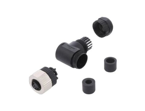 Złącze M12 wtyk PIN: 4 żeńskie 250V kątowe 90 IP65,IP67 4A PB-M12A-04P-FF-SR7001-00Z(H)