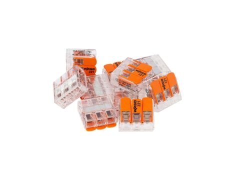 Szybkozłączka 3x 0,5-6,0mm2 uniwersalna (na drut / na linkę) 450V/41A ORYGINALNA woreczek 10szt. 221-613