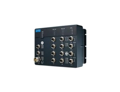 EN50155, M12 8-port FastEthernet PoE + 4-port GigabitEthernet Bypass, Zarządzalny Ethernet Switch EKI-9512E-4GMPW-AE