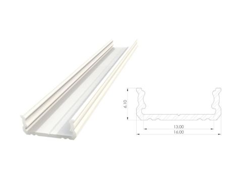 Profil LED nawierzchniowy ALU biały lakier 6x16mmx2010mm AL12-GLS1-LW-2020 GLALU