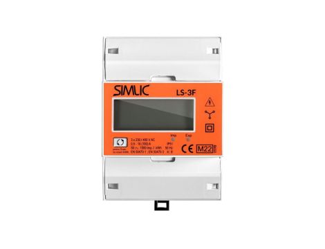 Licznik zużycia energii elektrycznej MID 3-fazowy 10/100A 4-modułowy z wyświetlaczem LCD SIMLIC