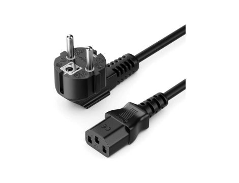 Kabel zasilania PC Schuko kątowy na C13 3m czarny