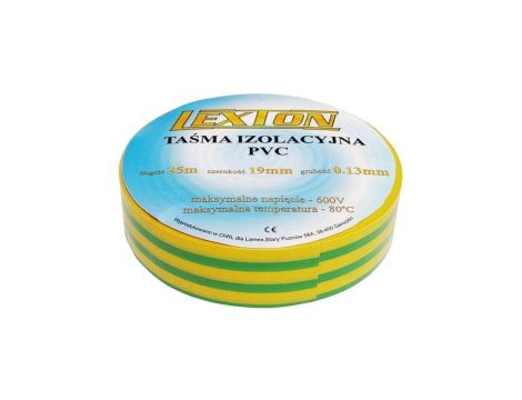 Taśma izolacyjna PVC 19mm x 25m LEXTON żółto-zielona