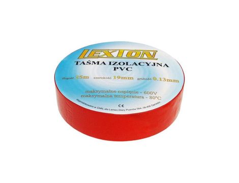 Taśma izolacyjna PVC 19mm x 25m LEXTON czerwona