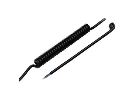 Przewód spiralny 2x0,5mm2, nieekranowany, PUR, czarny, 300V, 1,5m SPT00175C