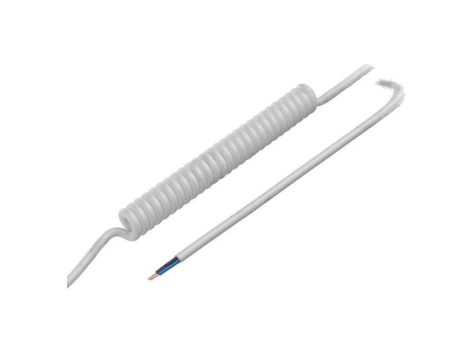 Przewód spiralny 2x0,5mm2, nieekranowany, PUR, biały, 300V, 0,3m SPT00171B