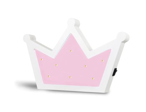 Lampka drewniana nocna dekoracyjna KORONA LED ciepła różowa GOLDLUX (Polux) lampka dla dzieci