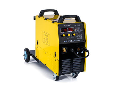 PÓŁAUTOMAT SPAWALNICZY INVERTOROWY MIG-275 EASY SYNERGIA ALU PULS, 280A/60%, MASA, MB24/3B, GP50, MIT, WĄŻ GAZ, BW, BRAK KABLA MMA