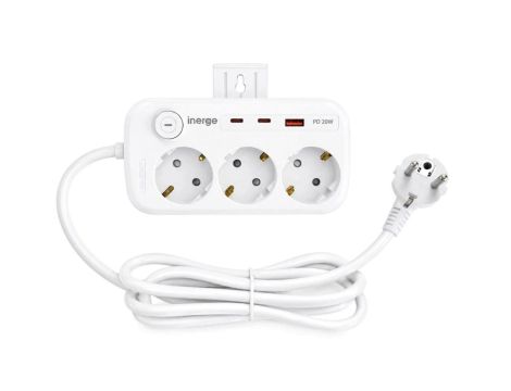 Przedłużacz INERGE 3-gniazdowy 2m ECS-0321PD-02-W
