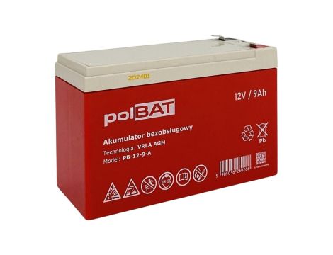 Akumulator AGM 12V 9Ah polBAT PB-12-9-A