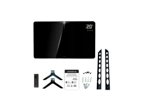 Szklany grzejnik na podczerwień promiennik PrimeHeat 720W WiFi Tuya czarny