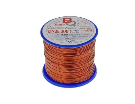 Drut nawojowy podwójnie emaliowany, 0,5mm, 0,25kg, -65...200C DN2E0.50/0.25