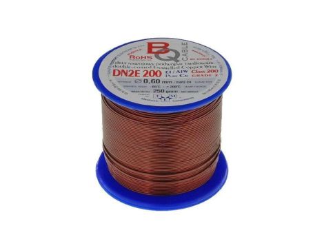 Drut nawojowy podwójnie emaliowany, 0,6mm, 0,25kg, -65...200C DN2E0.60/0.25