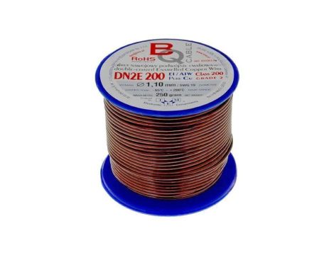 Drut nawojowy podwójnie emaliowany, 1,1mm, 0,25kg, -65...200C DN2E1.10/0.25