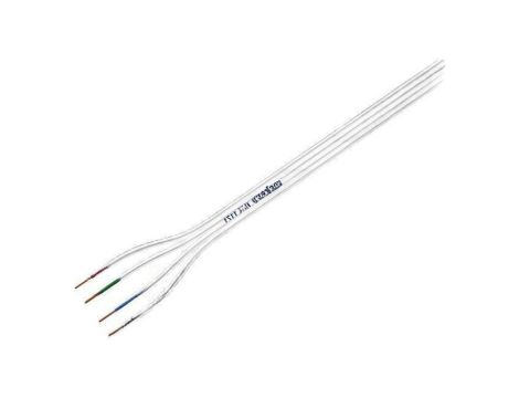 Przewód montażowy, 4x0,5mm2, linka, Wymiary zewn: 2,5x10mm, biały TSK1171