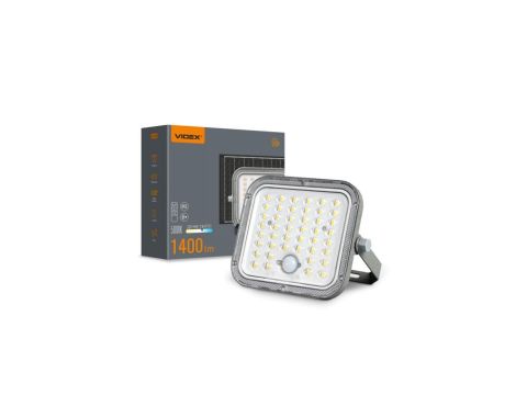 Naświetlacz Lampa Solarna z Czujnikiem 20W 1400lm 5000K Neutralna 90 3.2V IP65 IK07 Natynkowy Szary VIDEX